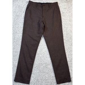UNTUCKit Wool Pants Men 32x32 Brown Straight Fit Stretch Reda Flexo
